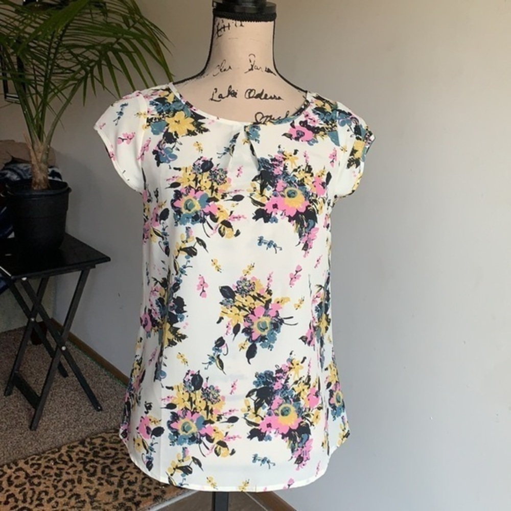 ModCloth Floral Capped Sleeve Blouse Top Size XS NWT - Picture 2 of 11